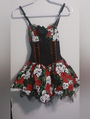 Lip Service Hot Topic Skull Roses Corset Dress XS